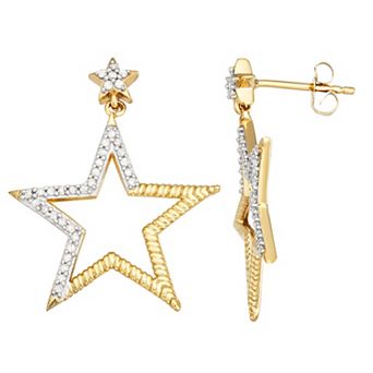 Jewelexcess 14k Gold Over Silver 1/4 Carat T.W. Diamond Star Earrings