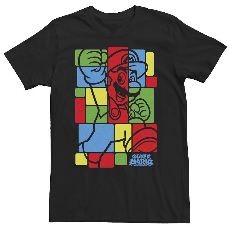 Big & Tall Nintendo Super Mario Colorful Squares Fill Classic Tee, Men's, 