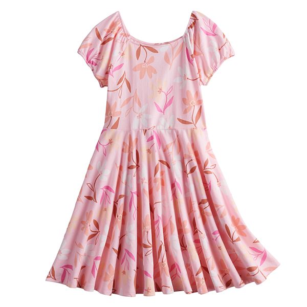 Girls 4-12 Jumping Beans® Puff Sleeve Printed Fit-and-Flare Dress