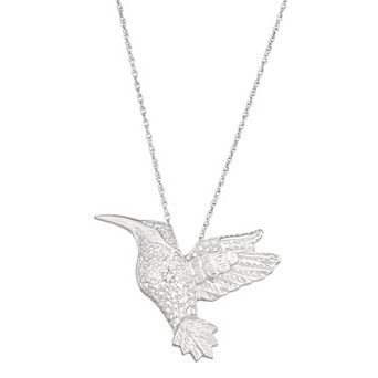 Jewelexcess Sterling Silver Diamond Accent Bird Pendant Necklace