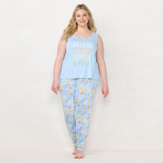 Plus Size LC Lauren Conrad Pajama Tank and Cuffed Pajama Pants Sleep Set