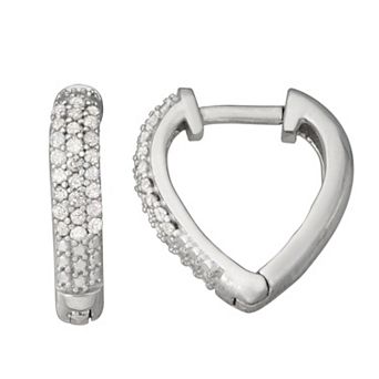Jewelexcess Sterling Silver 1/4 Carat T.W. Diamond Pave Hinged Earrings