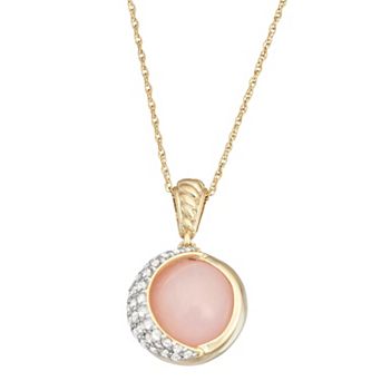 Jewelexcess Pink Opal & White Topaz 14k Gold Over Silver Pendant Necklace
