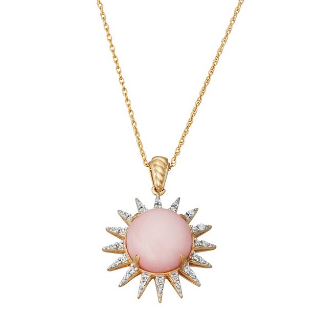 Jewelexcess Pink Opal & White Topaz 14k Gold Over Silver Sun