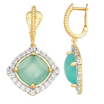 Jewelexcess 14k Gold Over Silver Chalcedony & White Topaz Drop Earrings