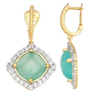 Jewelexcess 14k Gold Over Silver Chalcedony & White Topaz Drop Earrings
