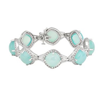Jewelexcess 14k Gold Over Silver Chalcedony & White Topaz Bracelet