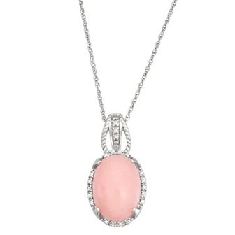 Jewelexcess Pink Opal & Diamond Accent Sterling Silver Pendant Necklace