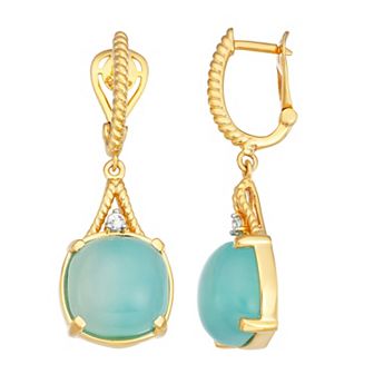 Jewelexcess 14k Gold Over Silver Chalcedony & White Topaz Drop Earrings