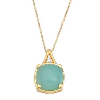 Jewelexcess Chalcedony & White Topaz 14k Gold Over Silver Pendant Necklace
