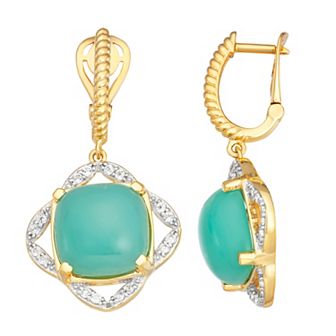 Jewelexcess 14k Gold Over Silver Chalcedony & White Topaz Drop Earrings