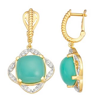 Jewelexcess 14k Gold Over Silver Chalcedony & White Topaz Drop Earrings
