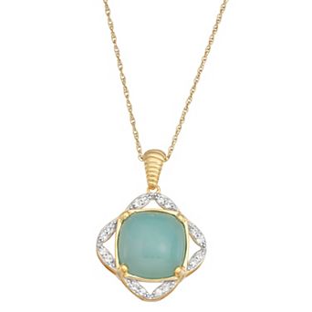 Jewelexcess Chalcedony & White Topaz 14k Gold Over Silver Pendant Necklace