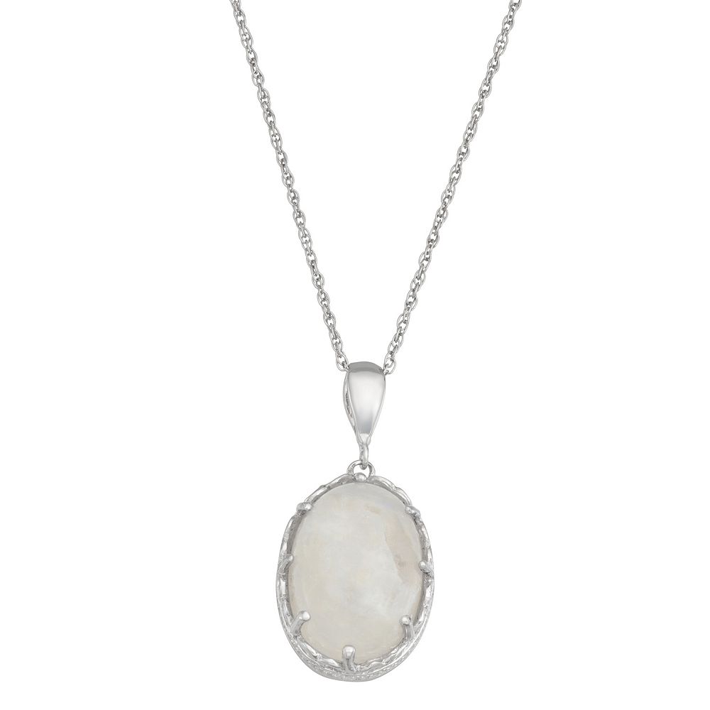 Jewelexcess Rainbow Moonstone Sterling Silver Pendant Necklace