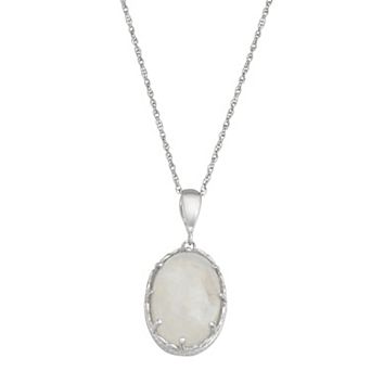 Jewelexcess Rainbow Moonstone Sterling Silver Pendant Necklace