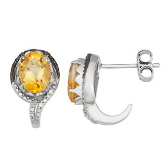 Jewelexcess Sterling Silver Citrine & Diamond Accent Earrings