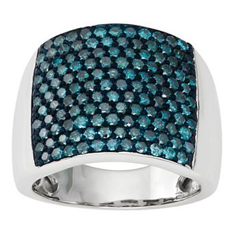 Jewelexcess Sterling Silver 2 Carat T.W. Blue Diamond Ring