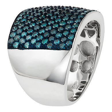 Jewelexcess Sterling Silver 2 Carat T.W. Blue Diamond Ring