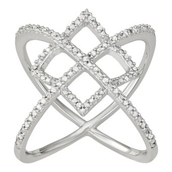 Jewelexcess Sterling Silver 1/8 Carat T.W. Diamond Fashion Ring