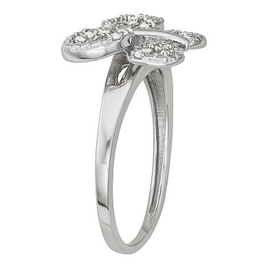 Jewelexcess Sterling Silver 1/4 Carat T.W. Diamond Butterfly Ring