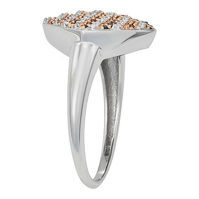 Jewelexcess Sterling Silver 1/3 Carat T.W. Multicolor Diamond American Flag Ring