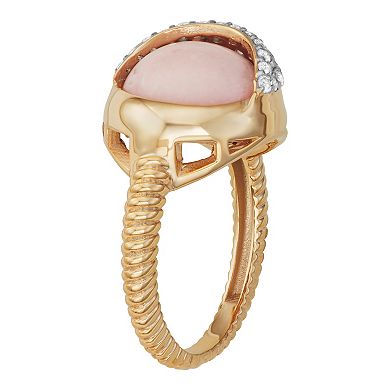 Jewelexcess 14k Gold Over Silver Pink Opal & White Topaz Ring