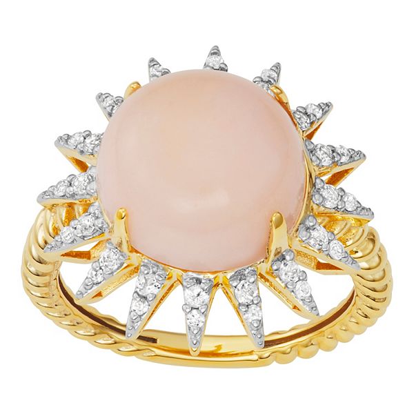 Jewelexcess Pink Opal & White Topaz 14k Gold Over Silver Sun