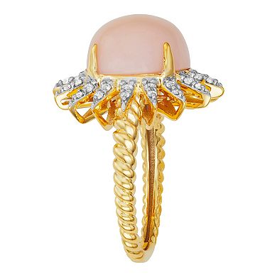 Jewelexcess 14k Gold Over Silver Opal & White Topaz Ring