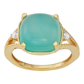 Jewelexcess 14k Gold Over Silver Chalcedony & White Topaz Accent Ring
