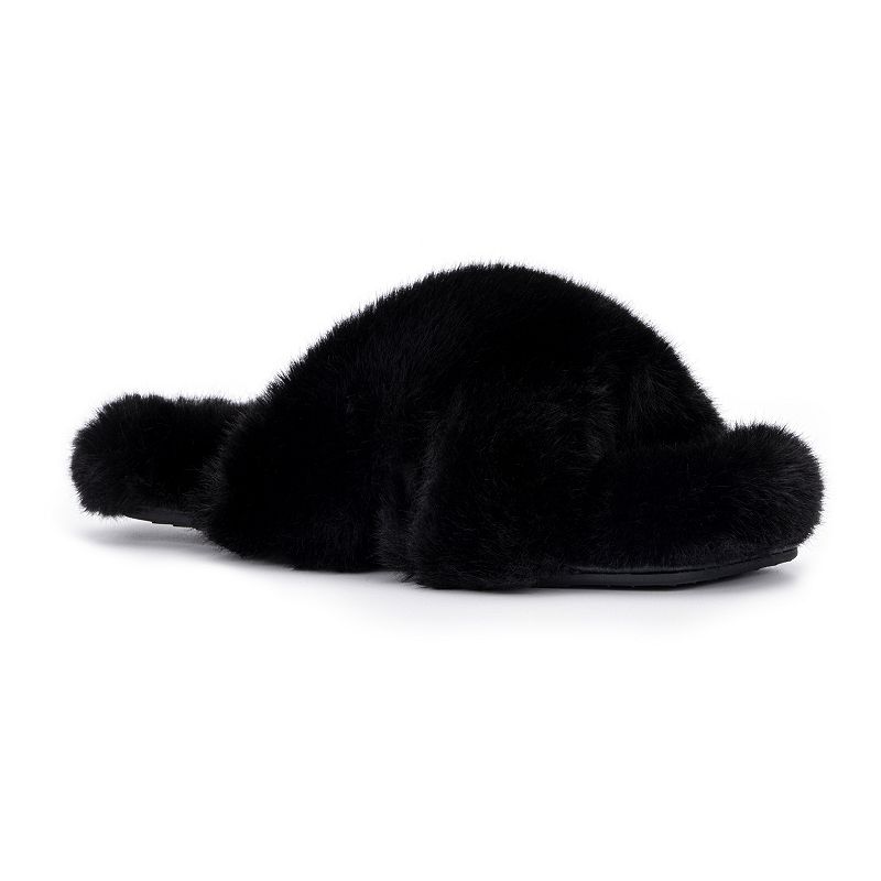 FEI1116BLACK Torgeis Luna Womens Faux-Fur Slide Slippers, Size: sku FEI1116BLACK