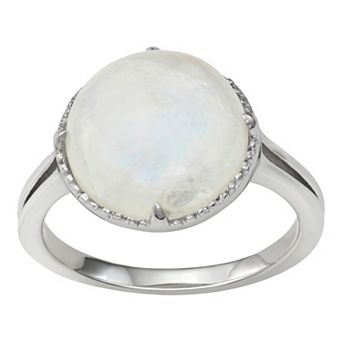 Jewelexcess Sterling Silver Moonstone Cabochon Ring