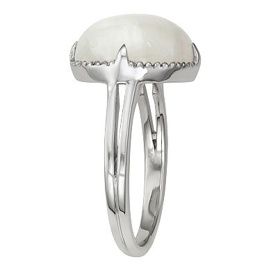 Jewelexcess Sterling Silver Moonstone Cabochon Ring