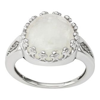 Jewelexcess Sterling Silver Moonstone Cabochon Ring
