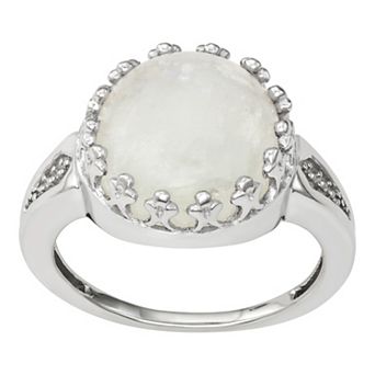 Jewelexcess Sterling Silver Moonstone Cabochon Ring