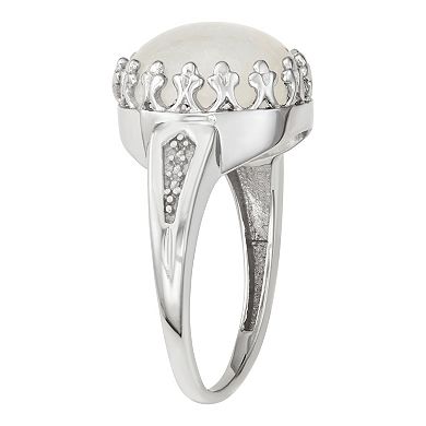 Jewelexcess Sterling Silver Moonstone Cabochon Ring