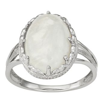 Jewelexcess Sterling Silver Oval Moonstone Cabochon Ring