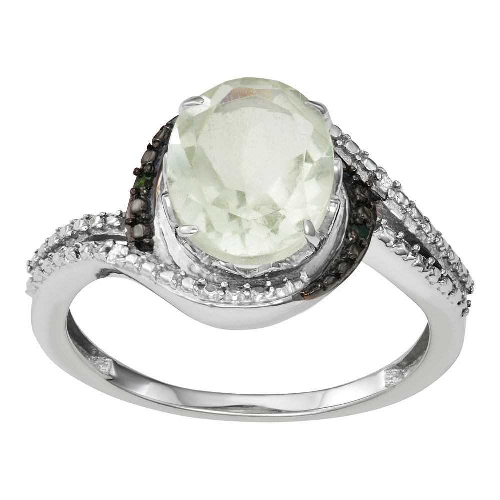 Jewelexcess Sterling Silver Green Quartz & Green & White Diamond Accent ...