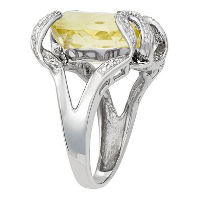 Jewelexcess Sterling Silver Lemon Quartz & Diamond Accent Ring