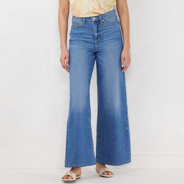 Lauren Conrad Jeans Womens 2 Light Blue Super High Rise Flare Pants Lycra