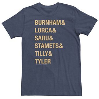 Big & Tall Star Trek Discovery Crew Gold Name Stack Tee