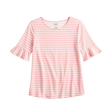 Women's Croft & Barrow® Print Ruffle Sleeve Tee