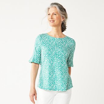 Women's Croft & Barrow® Print Ruffle Sleeve Tee