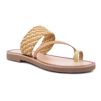Rag & Co Women's Braided Leather Flat Sandals
