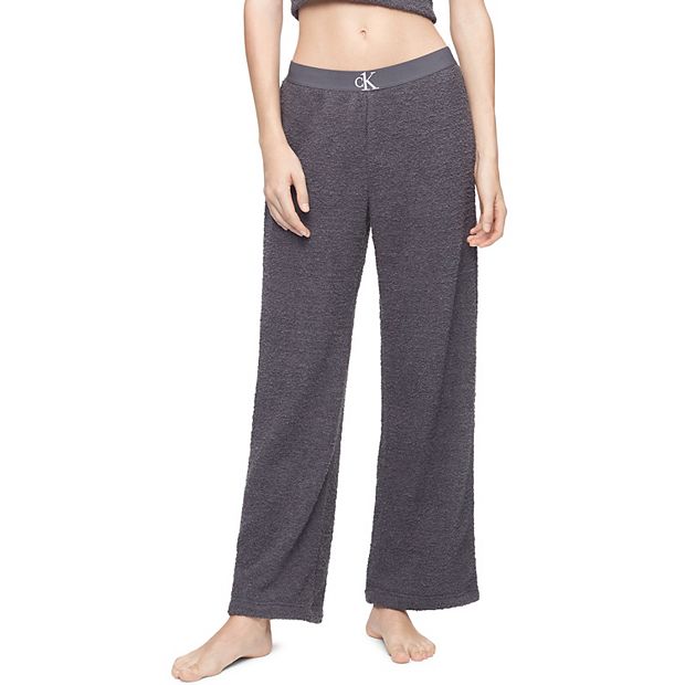 Calvin Klein Womens 2 Piece Fleece Pajama Set (Black,Large)