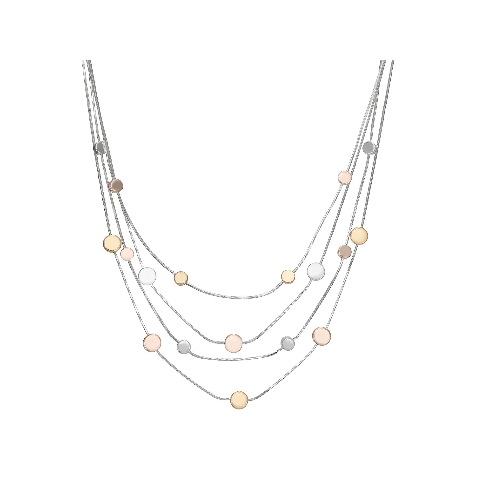 Napier Medallion Station Multi-Strand Necklace, Womens, Tone