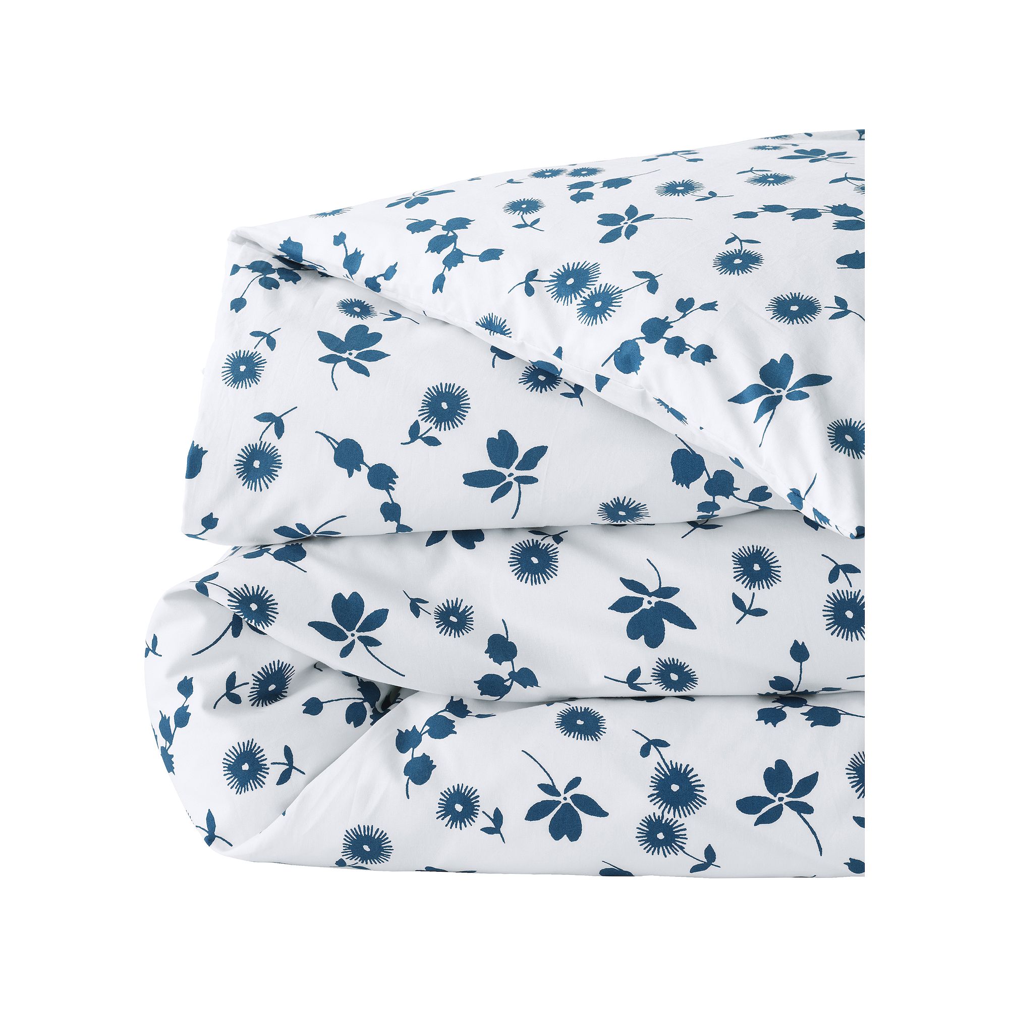 Lands End 200 Percale Printed Duvet Cover or Euro Sham, Baltic Blue Floral