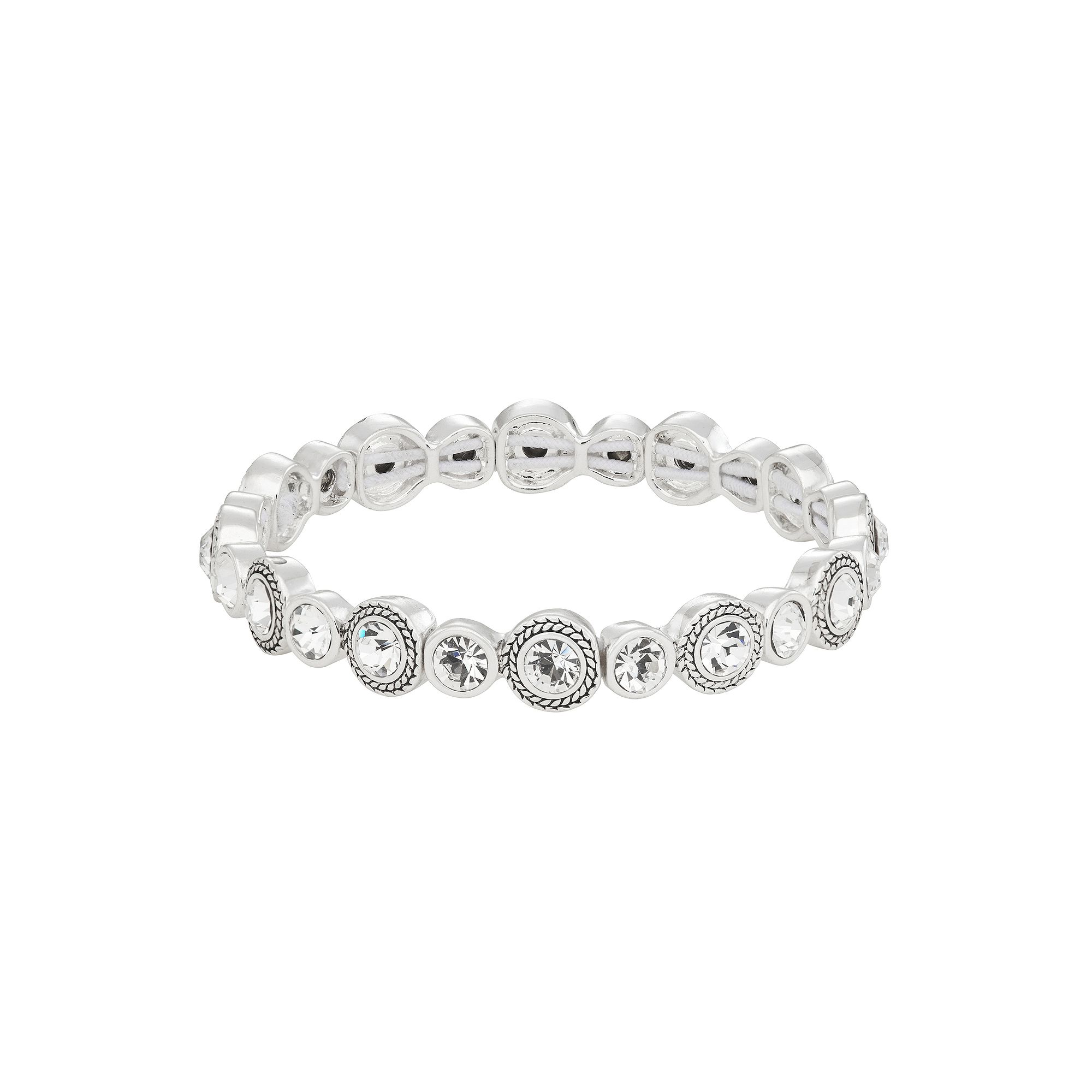 Napier Silver Tone Simulated Crystal Stretch Bracelet, Womens, Clear