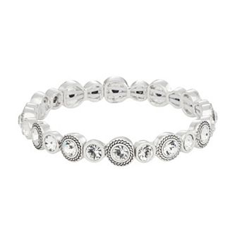 Napier Silver Tone Simulated Crystal Stretch Bracelet