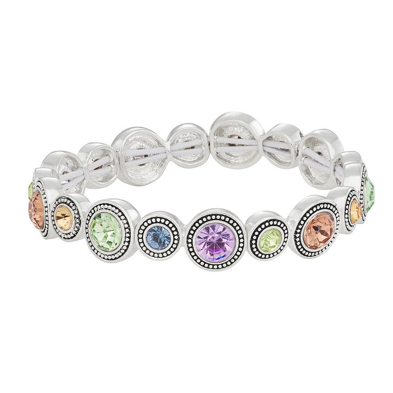 Napier Silver Tone Simulated Crystal Stretch Bracelet, Womens, Multicolor