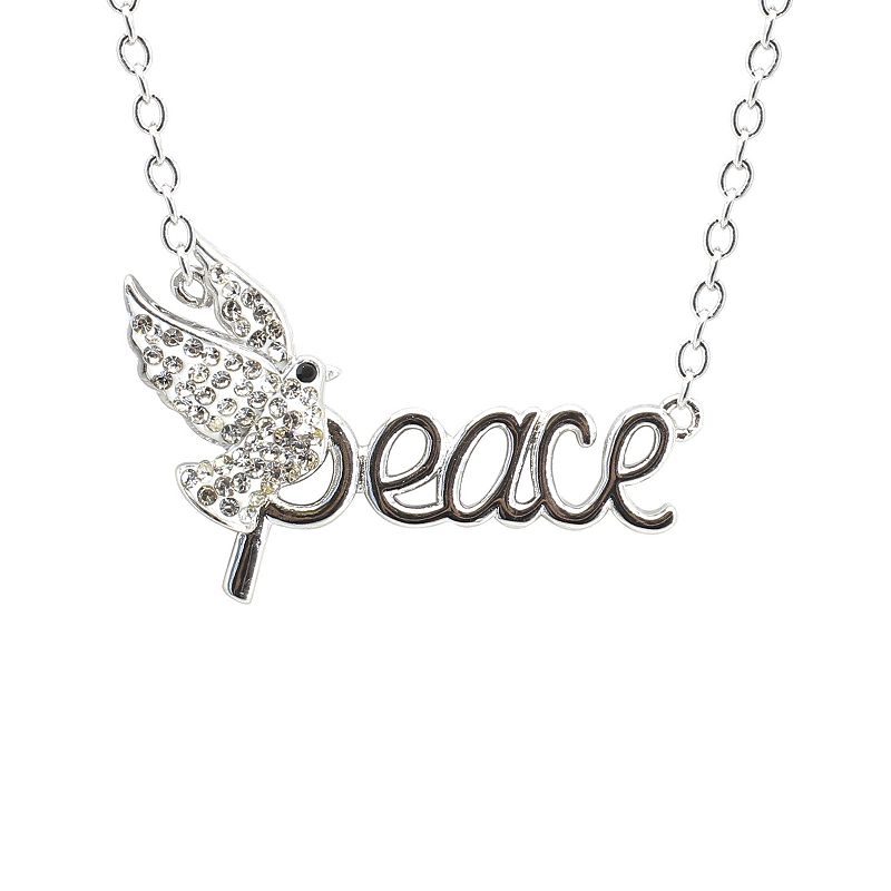 Crystal Collective Silver-Plated Crystal Peace Dove Necklace, Womens,